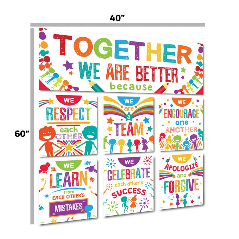 Sproutbrite Classroom Banner Decorations and Poster Bulletin Board Set - Together We Are Better - Image 2